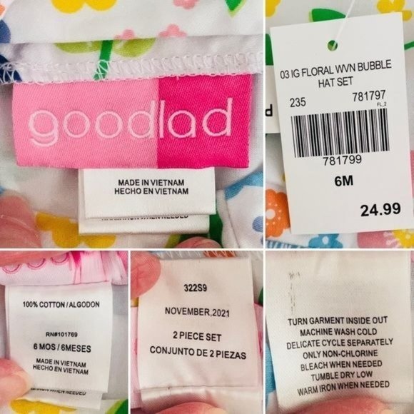 Good Lad Girl's Summer Floral Romper and Sun Hat Combo sz 6M New Cotton - Picture 2 of 7